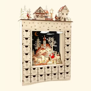 Houten adventskalender met LED huisjes – vul zelf